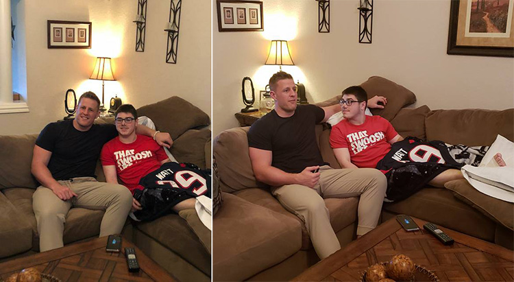 jj watt visits injured kids school shooting