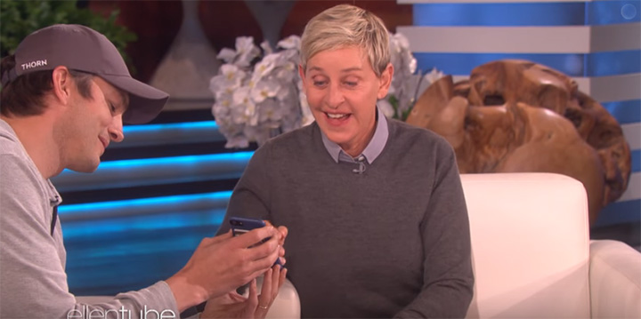 ashton kutcher surprises ellen donation wildlife fund