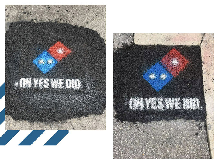 paving for pizza dominos pot holes