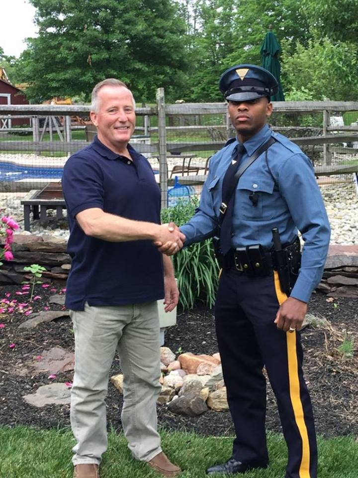 cop pulls over man who delivered him 27 years ago