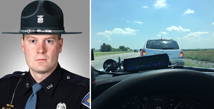 cop praised for pulling over slow car in fast lane