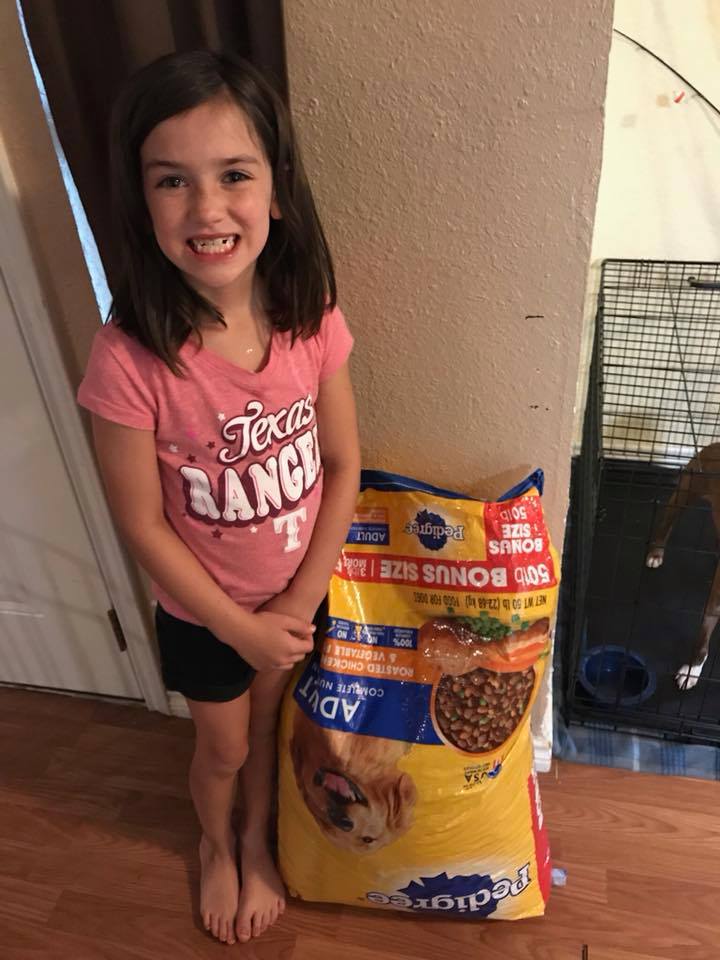 adisynn kiker donates pet food birthday