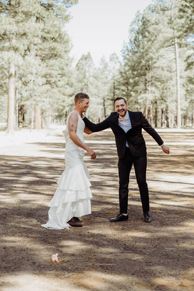 brides brother surprises groom in wedding dress