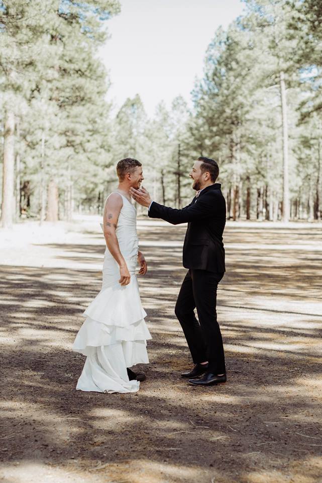 brides brother surprises groom in wedding dress