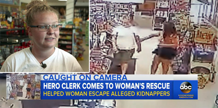 gas station clerk saves woman from kidnappers