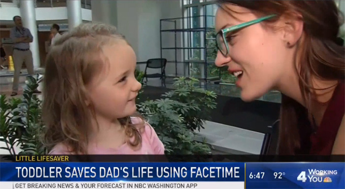 3 year old saves dads life with facetime