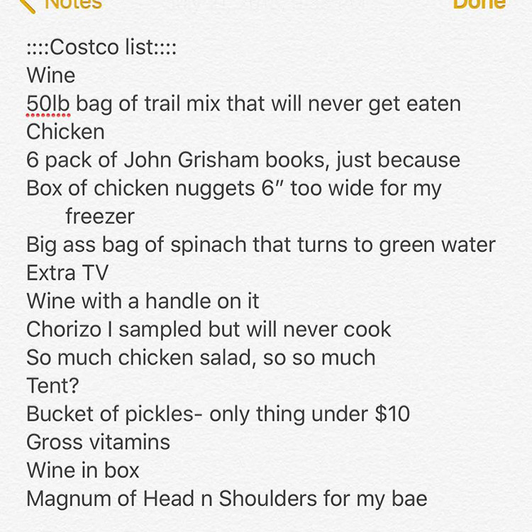 om funny costco list relatable