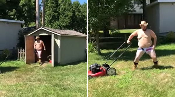 This Man Loves Mowing His Lawn.