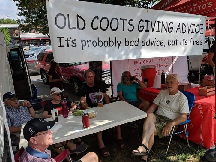 old coots giving advice farmers market salt lake city