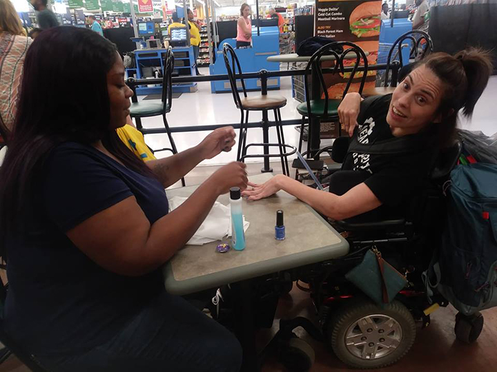 walmart cashier nails for woman in wheelchair