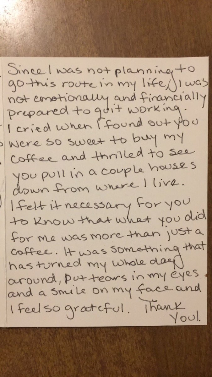 act of kindness Starbucks note