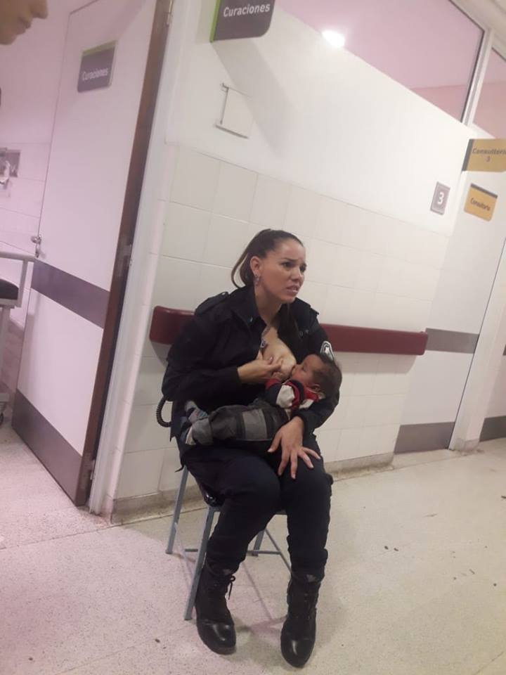 cop breastfeeds baby at hospital