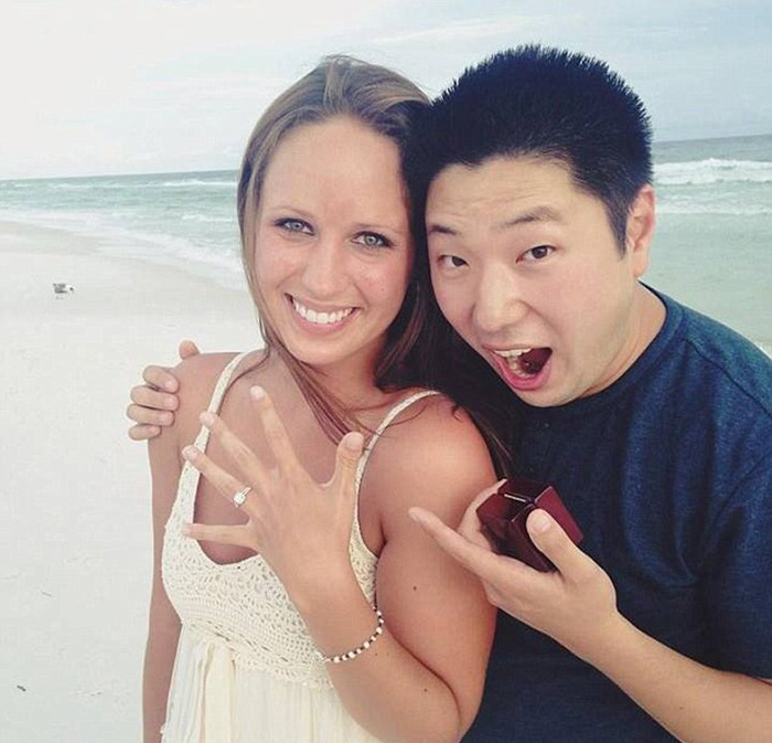 proposal captured on beach