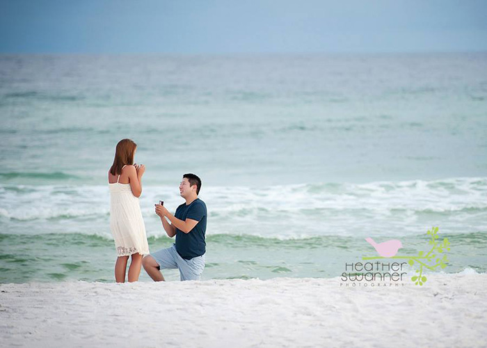 proposal captured on beach