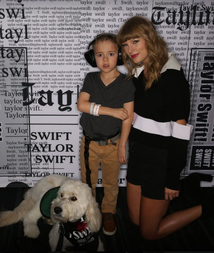 good news taylor swift boy autism service dog