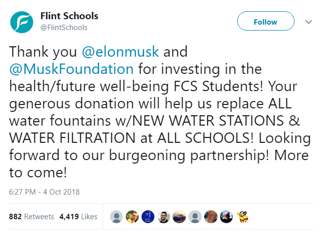 elon musk save flint water