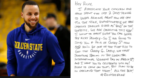 Steph Curry Responds To Girl's Letter 
