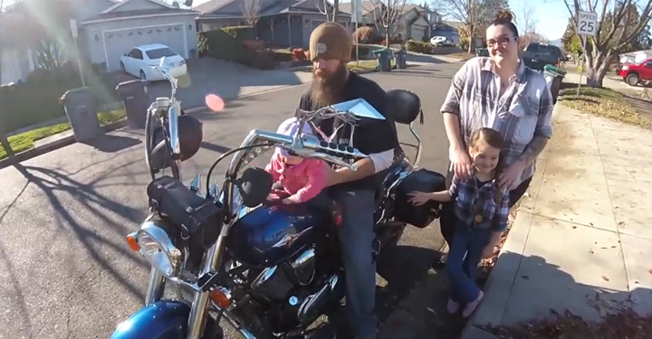 woman helps stranded biker