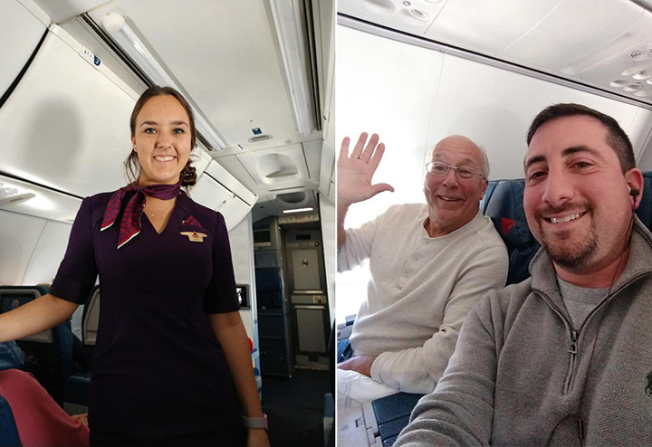 dad takes all flights with flight attendant daughter on Christmas