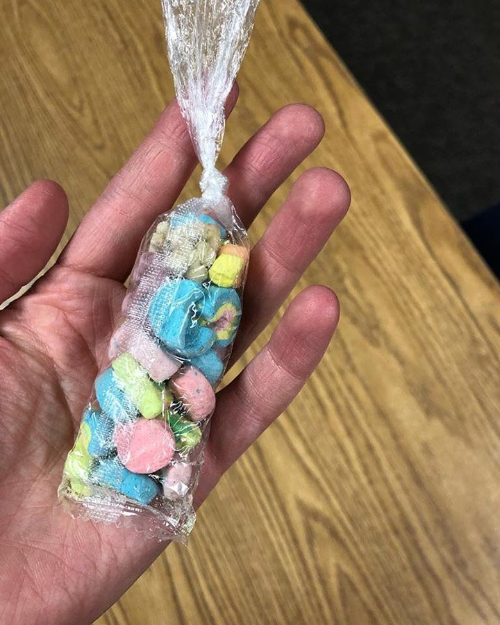 lucky charms present to teacher