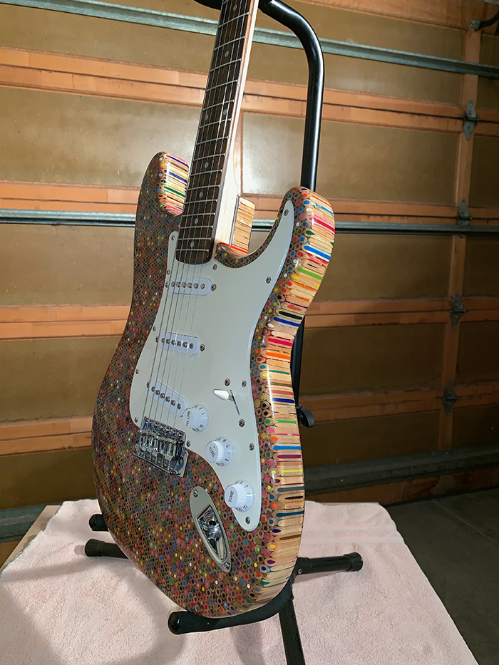 guitar made of color pencils