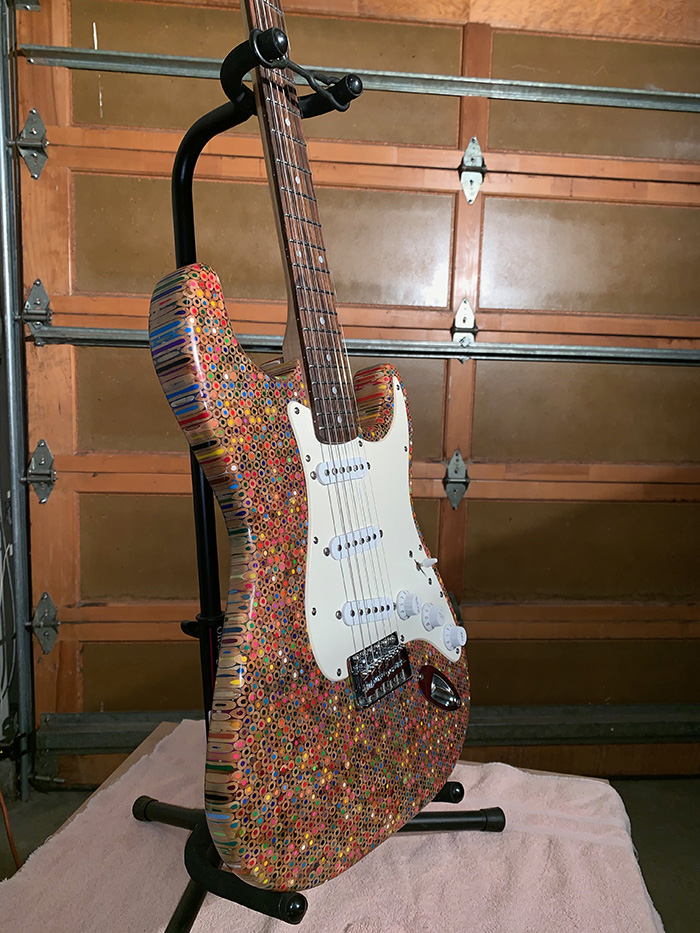 guitar made of color pencils