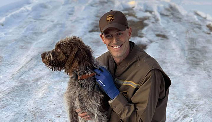 ups man saves dog icy pond