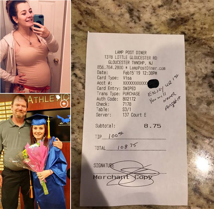 cop tips pregnant waitress 100 dollars