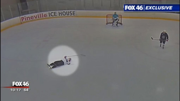 hockey player saved on ice