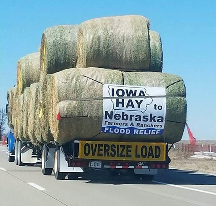 iowa hay to flood victims