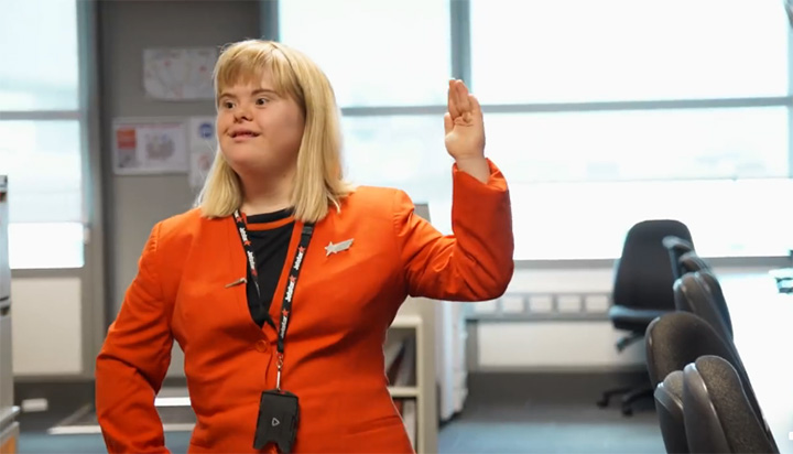 woman down syndrome flight attendant