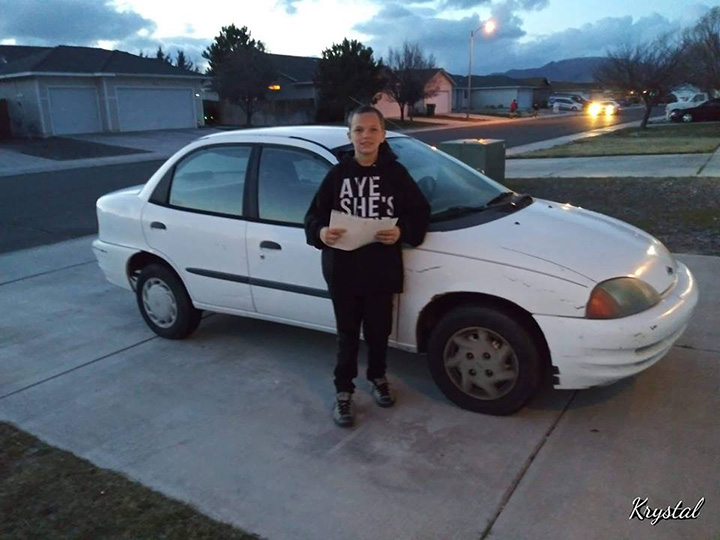 teen boy buys mom car