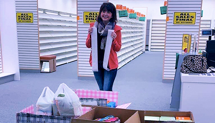 woman buys payless shoes donates them to flood victims