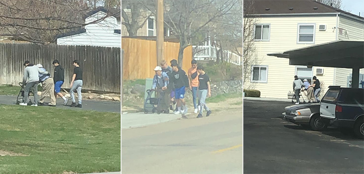 teens help elderly man