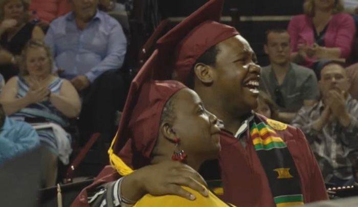 child and mom graduate