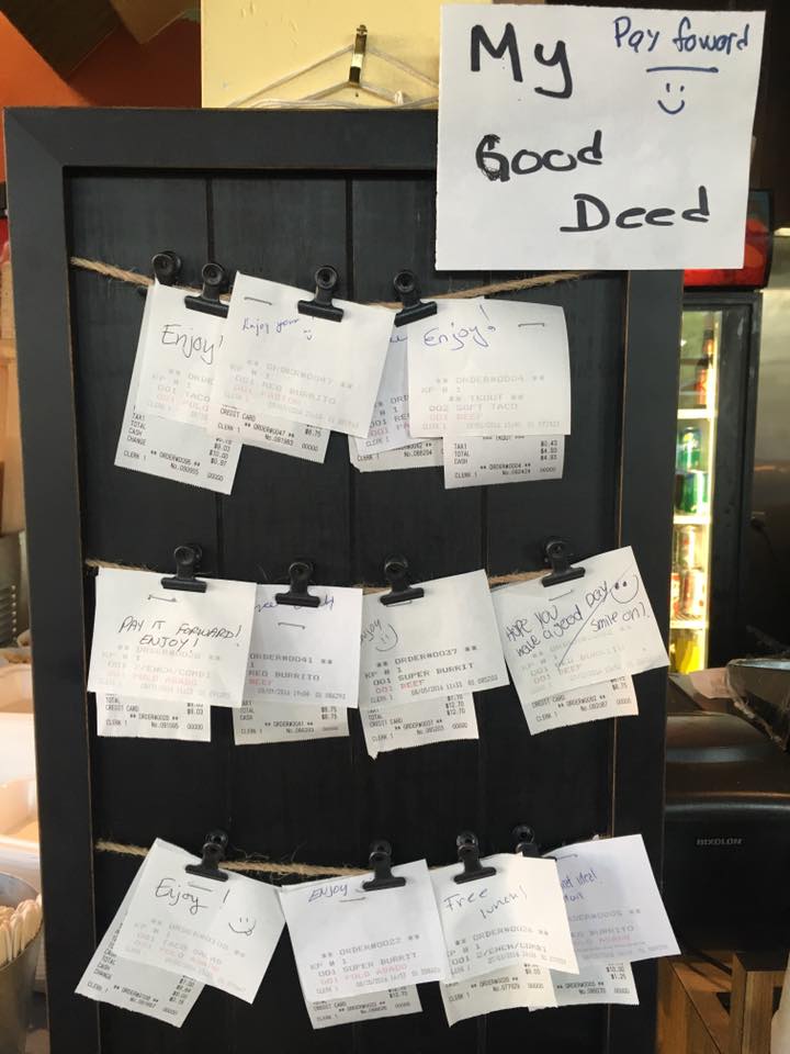 restaurant has pay it forward lunch board