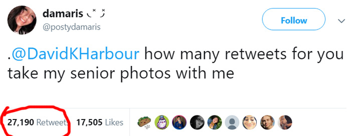 david harbour takes senior pictures with student twitter