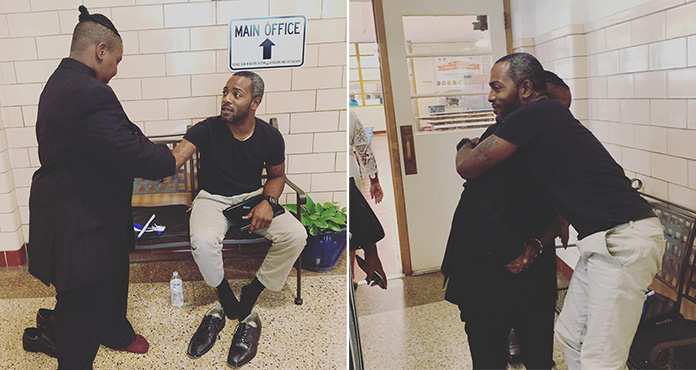 teacher gives student his shoes to graduate