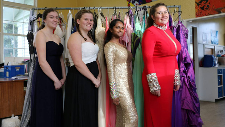 mom donates dresses to school