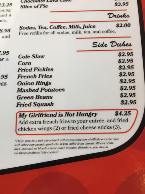 my girlfriend is not hungry restaurant