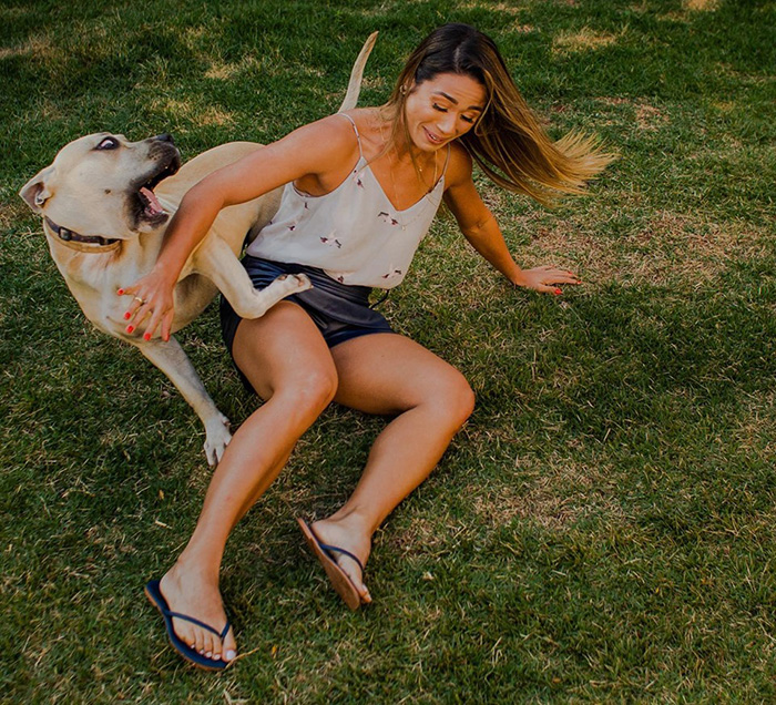 dog photobombs engagement shoot