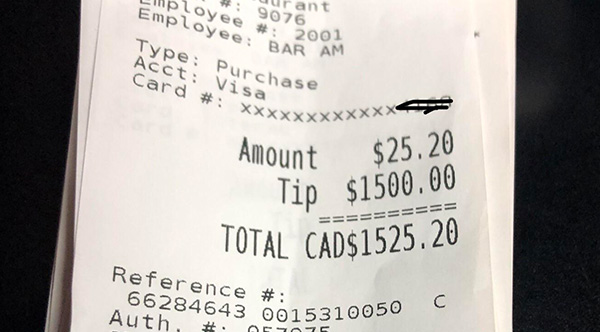 Customer Tips Bartender $1,500 So She Can Attend Her Brother's Wedding