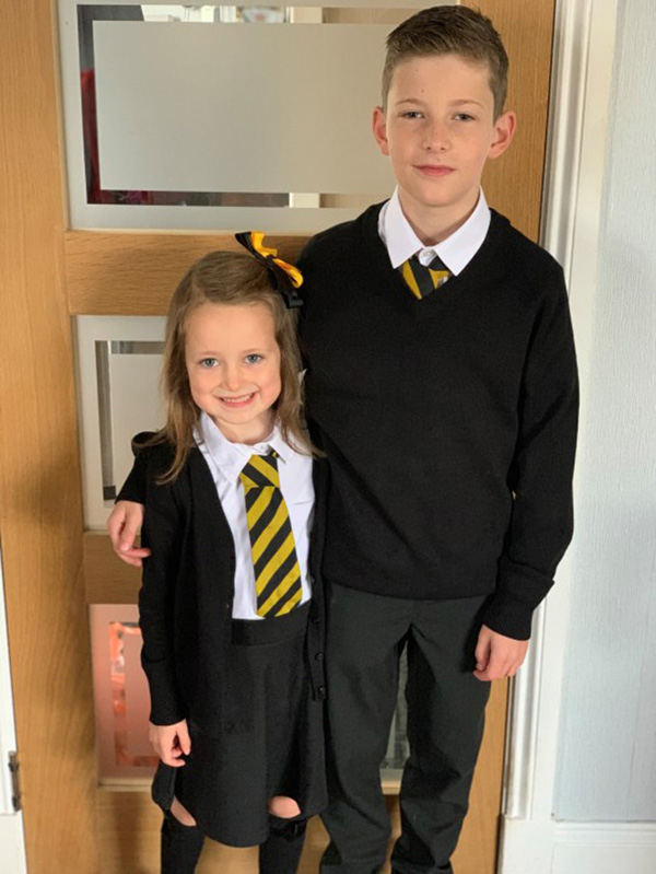 little girl before and after first day of school