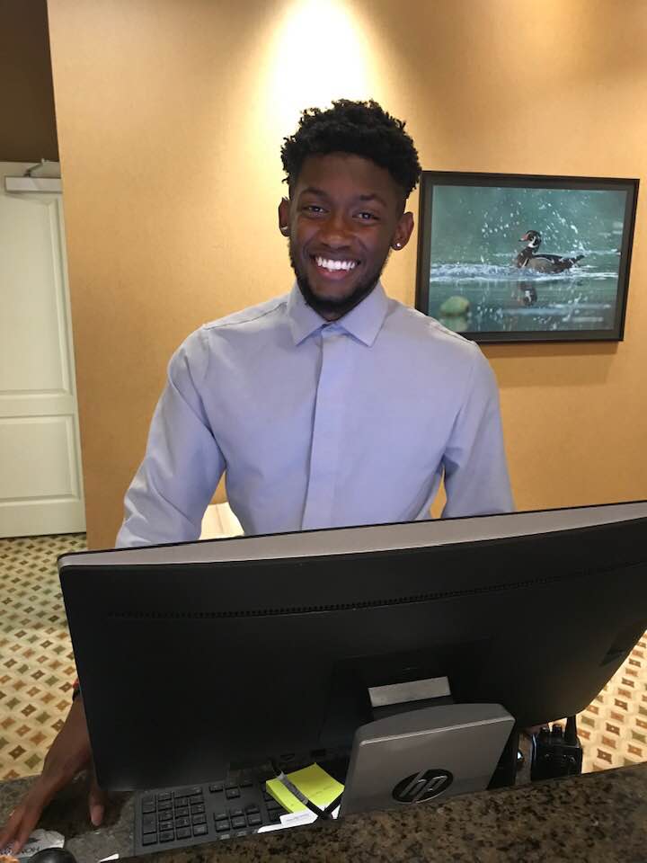 young employee works hotel alone during flood