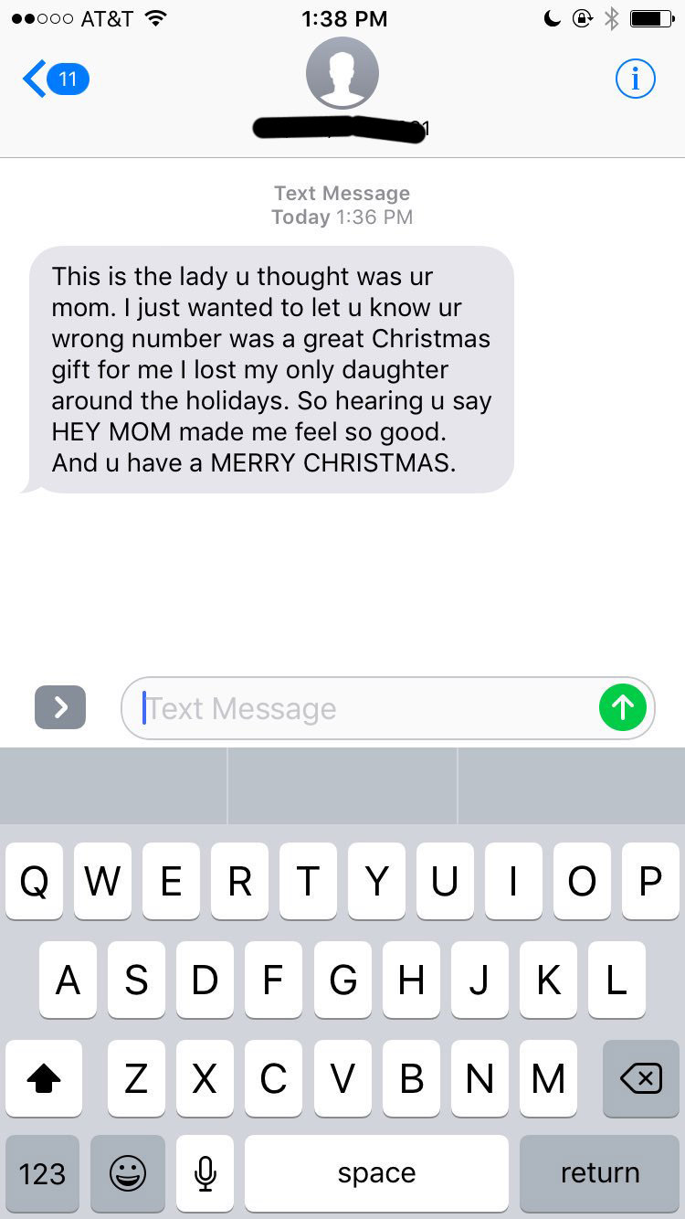 wrong number text to mom christmas