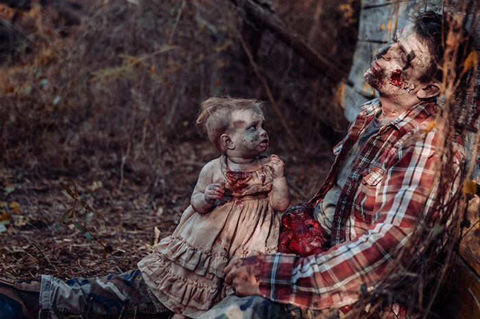 father daughter zombie photo shoot