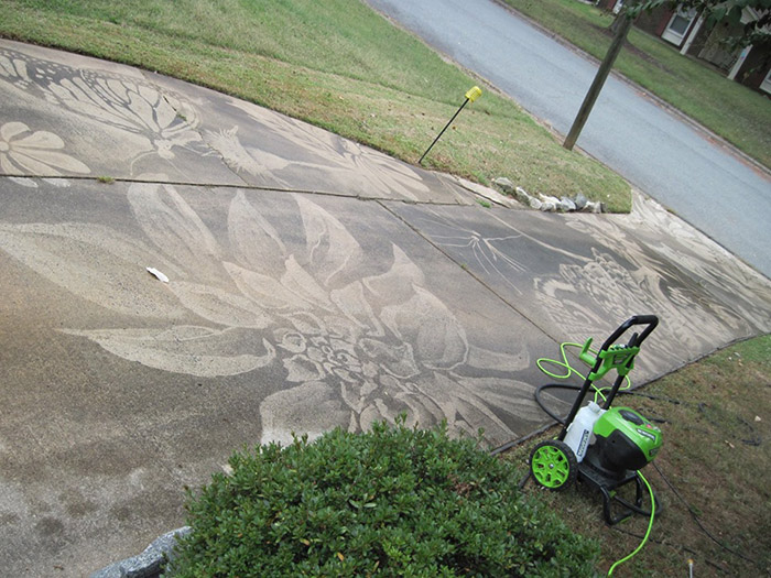 pressure washer driveway art