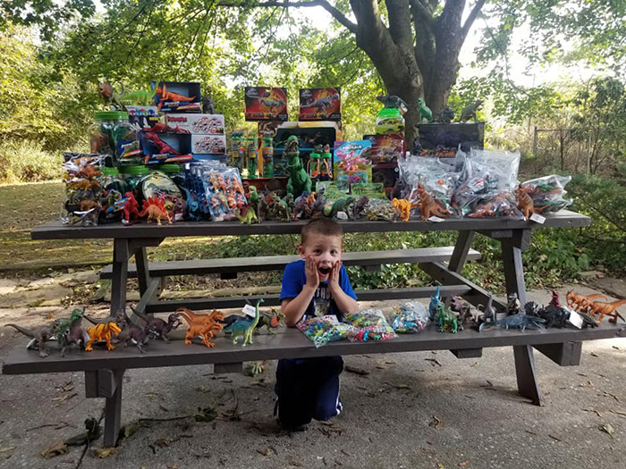 boy donates toys to hospital
