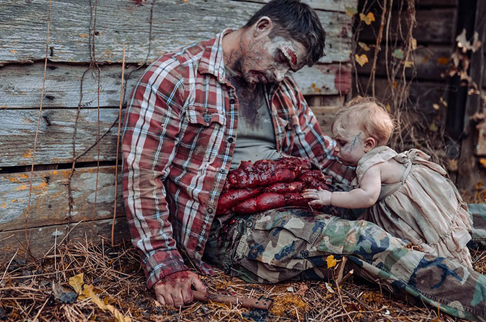 father daughter zombie photo shoot