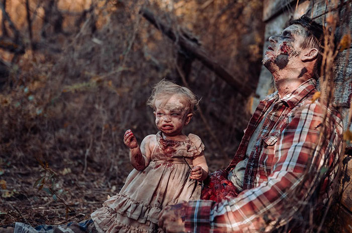father daughter zombie photo shoot